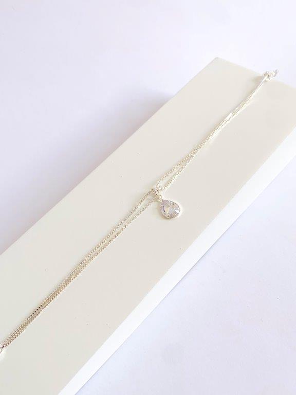 Pulseira Dupla Pingente Gota Cristal