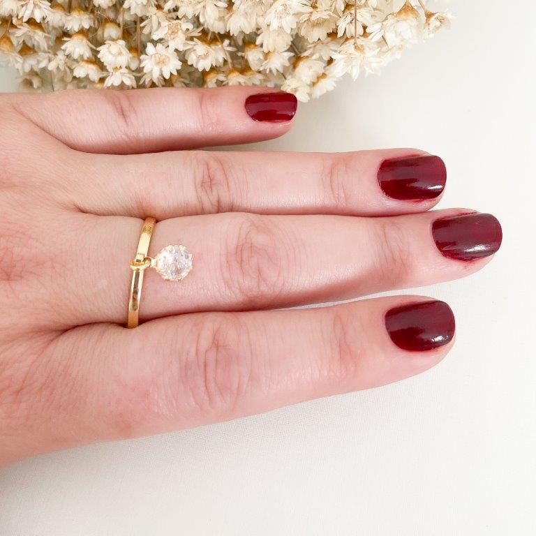 Anel Pingente Flor de Zirconia
