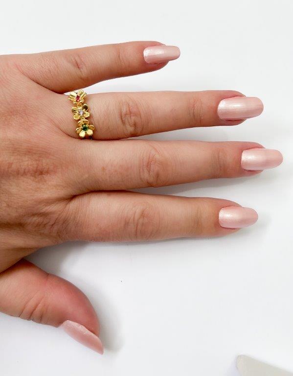 Anel Flores com Zirconias Colors