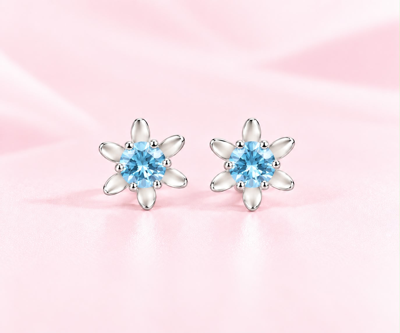Brinco Flor com Zirconia ao Centro Prata