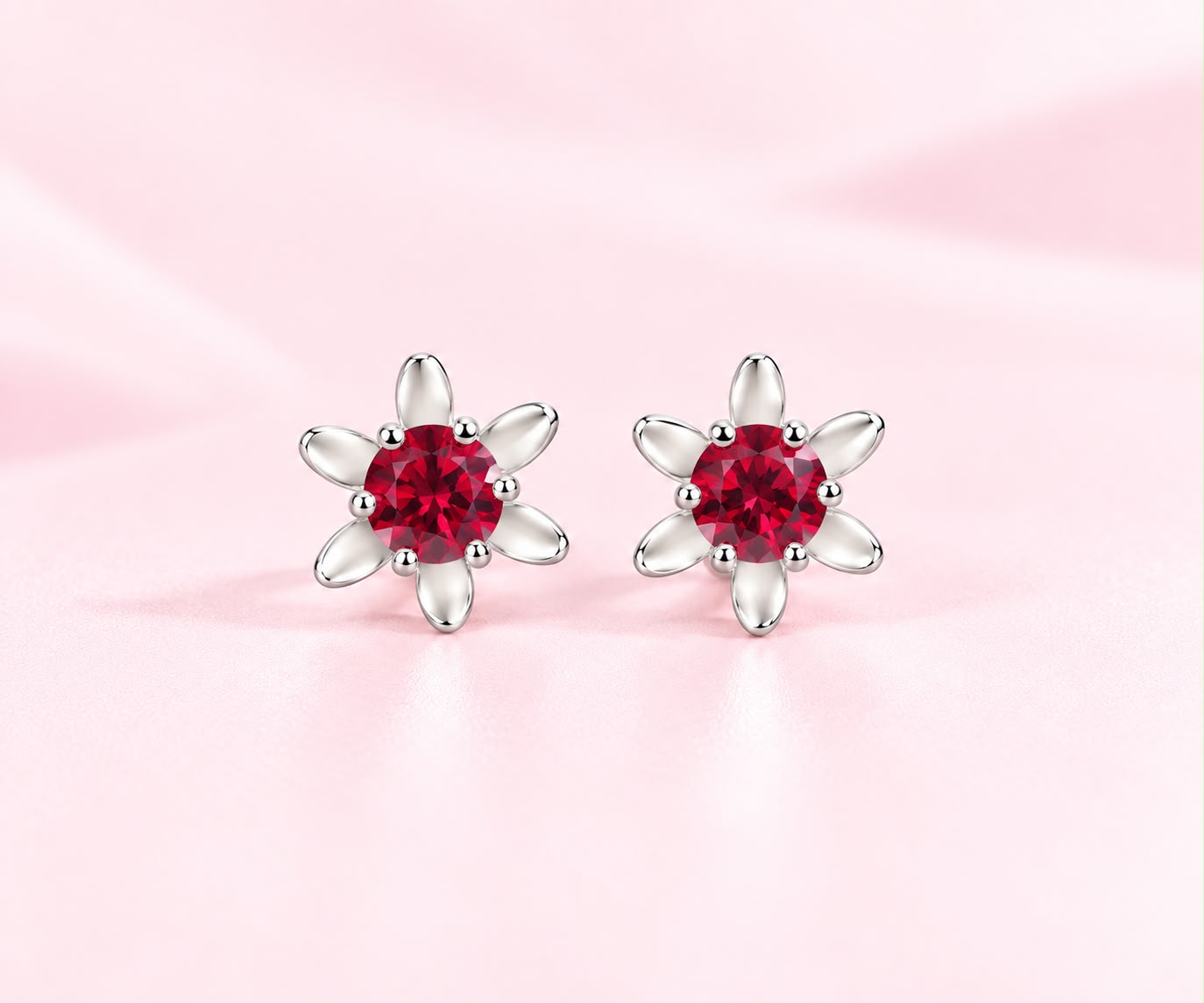 Brinco Flor com Zirconia ao Centro Prata
