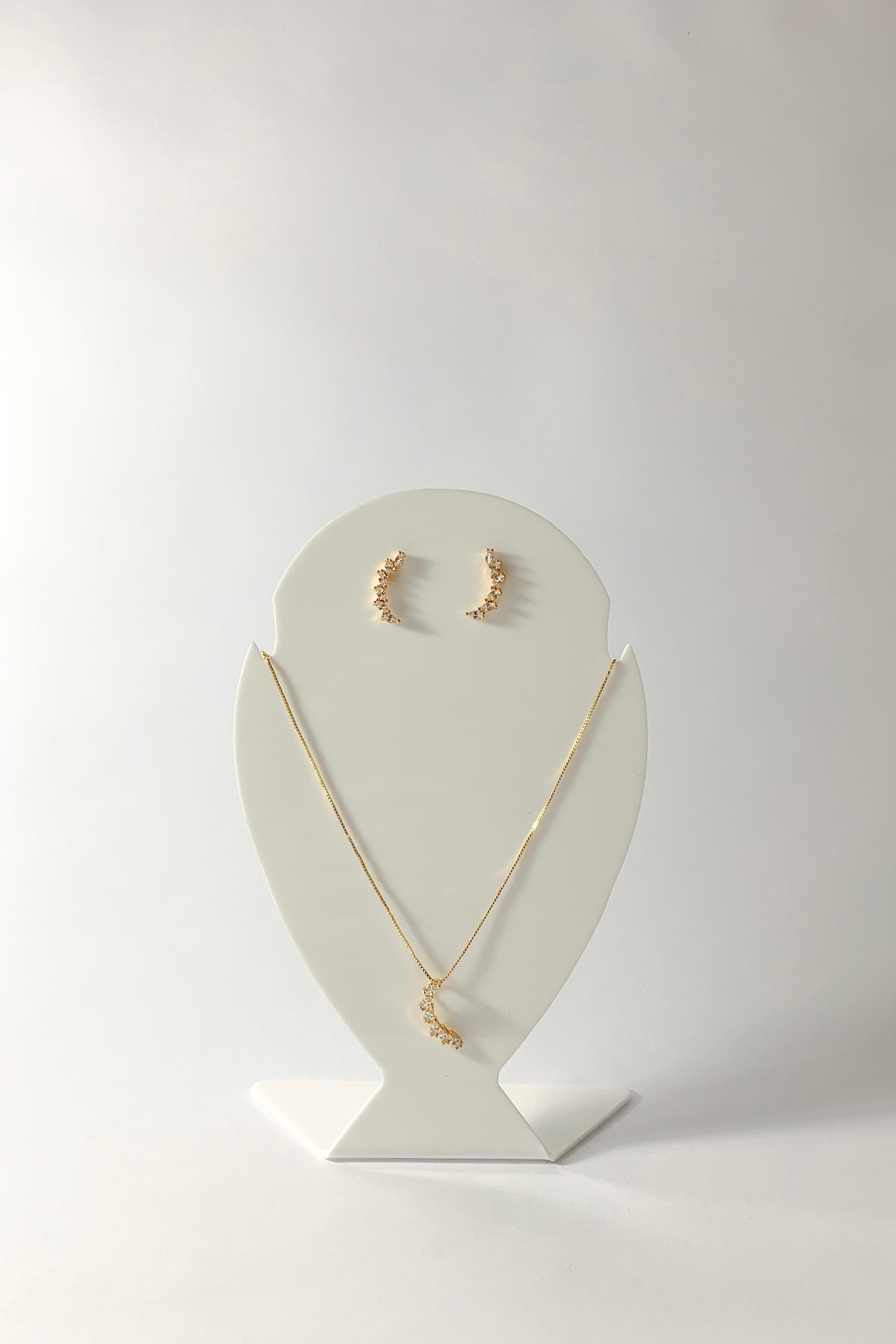 Conjunto Virgula Cravejado Ouro