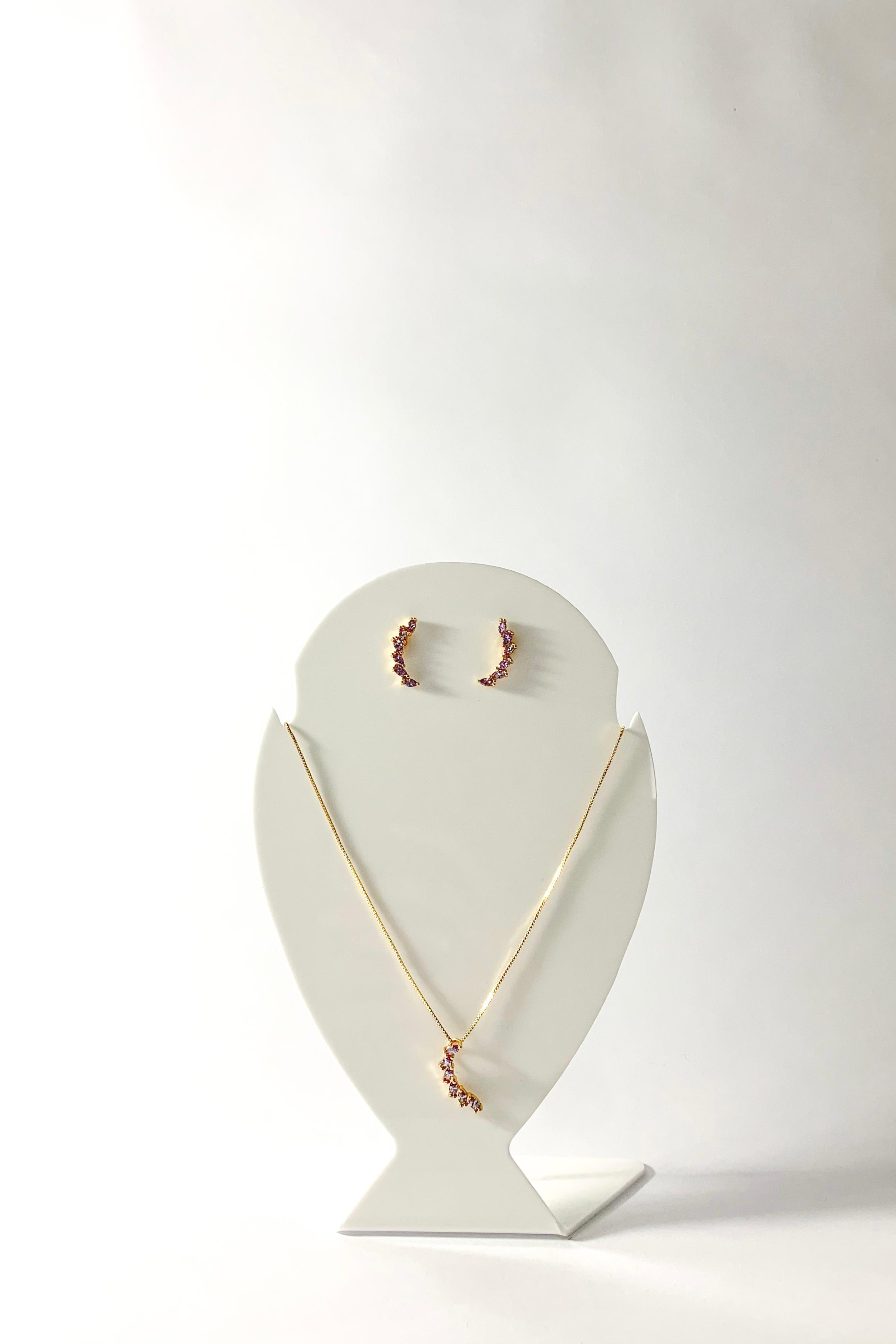 Conjunto Virgula Cravejado Ouro