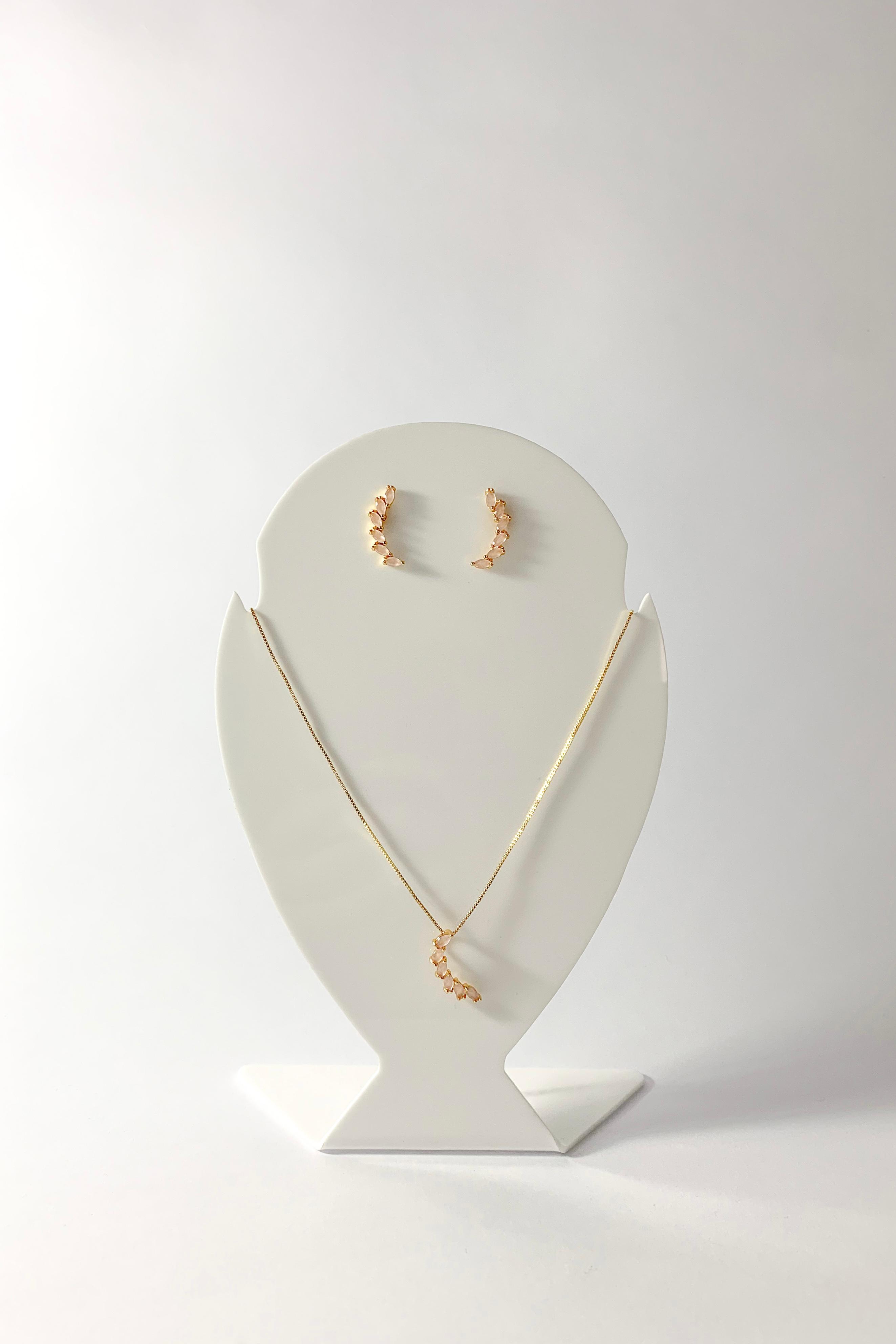 Conjunto Virgula Cravejado Ouro