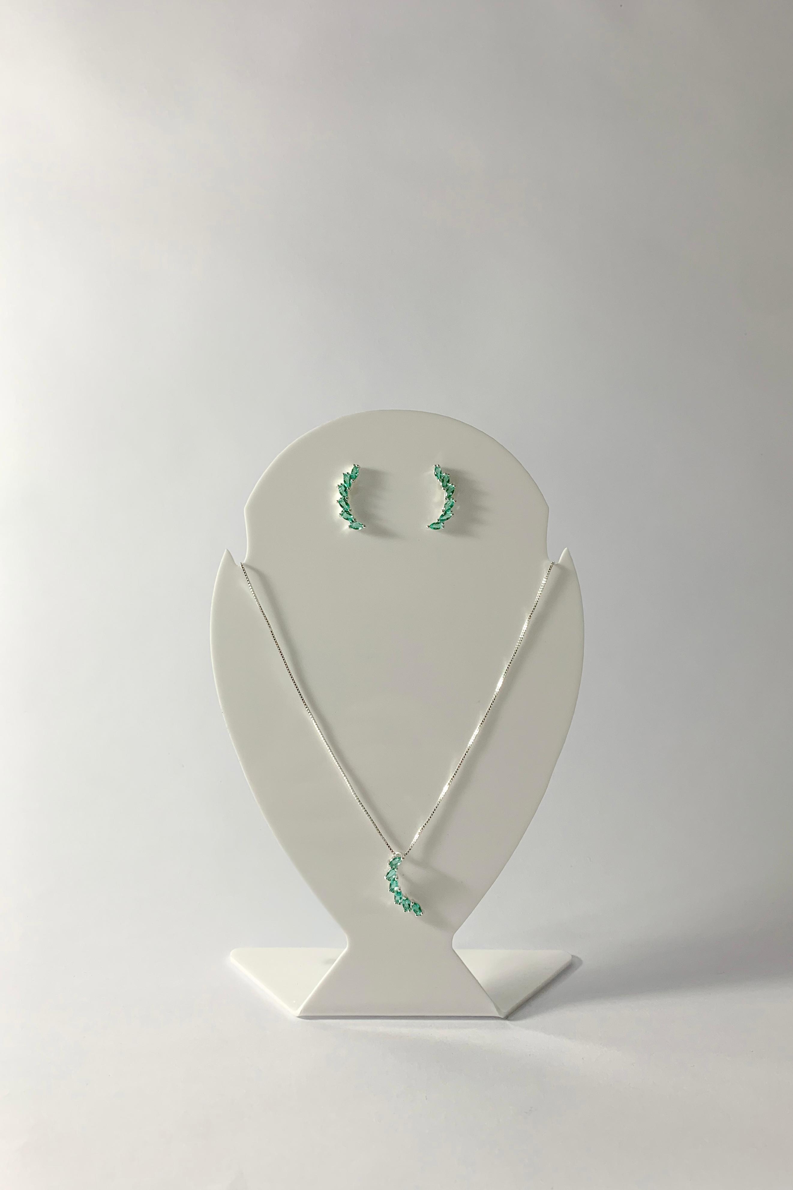 Conjunto Virgula Cravejado Prata
