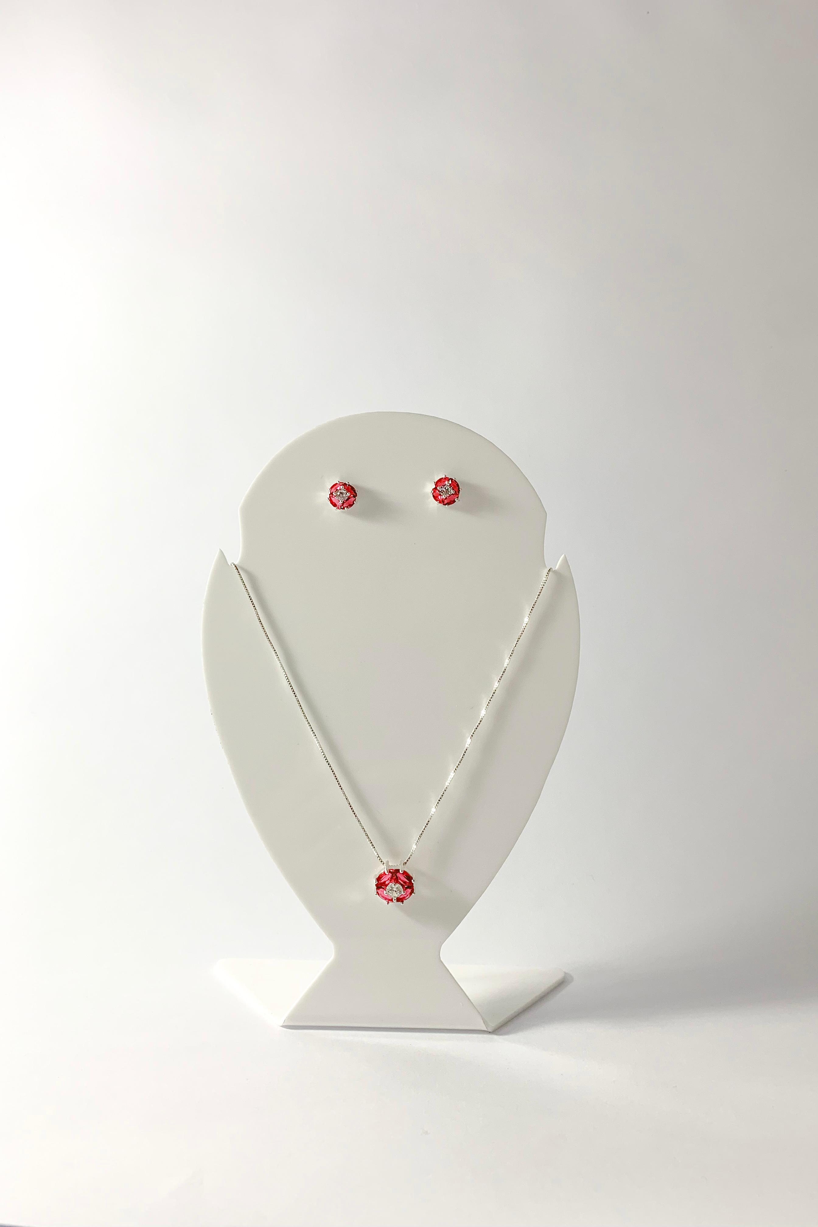 Conjunto Flor Cravejado Prata