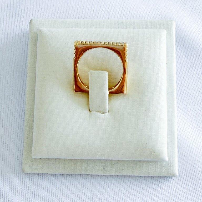 Anel Quadrado Fileira Dupla Zirconias Ouro