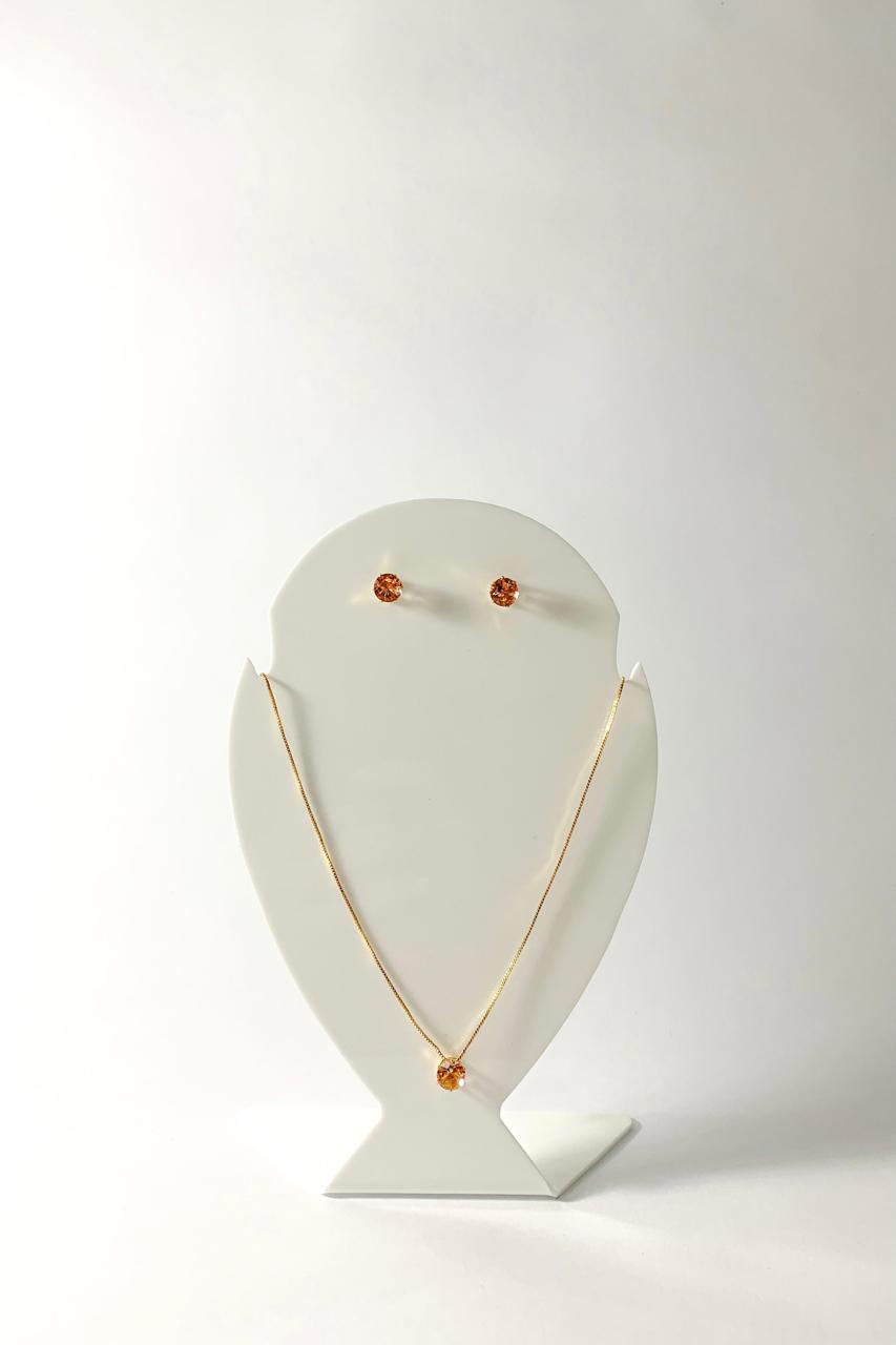 Conjunto Redondo Ponto de Luz Ouro