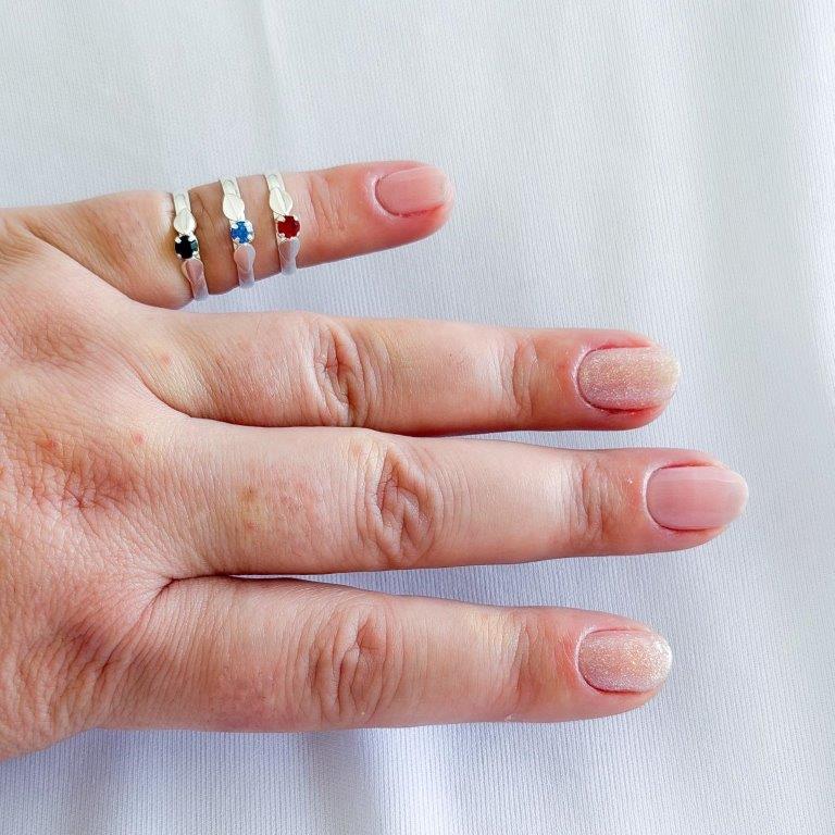 Anel Falange/Infantil Ponto Zirconia Colors  Prata