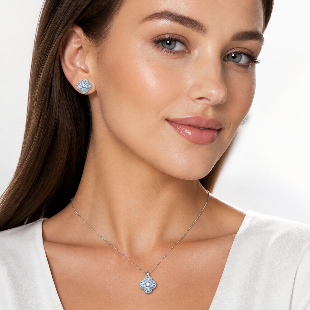 CONJUNTO TREVO ZIRCÔNIA