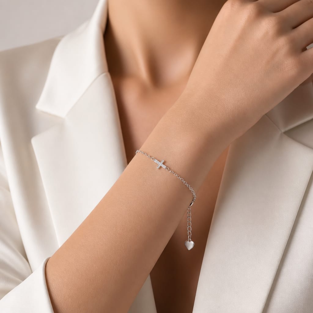 PULSEIRA PINGENTE CRUZ CRAVEJADO