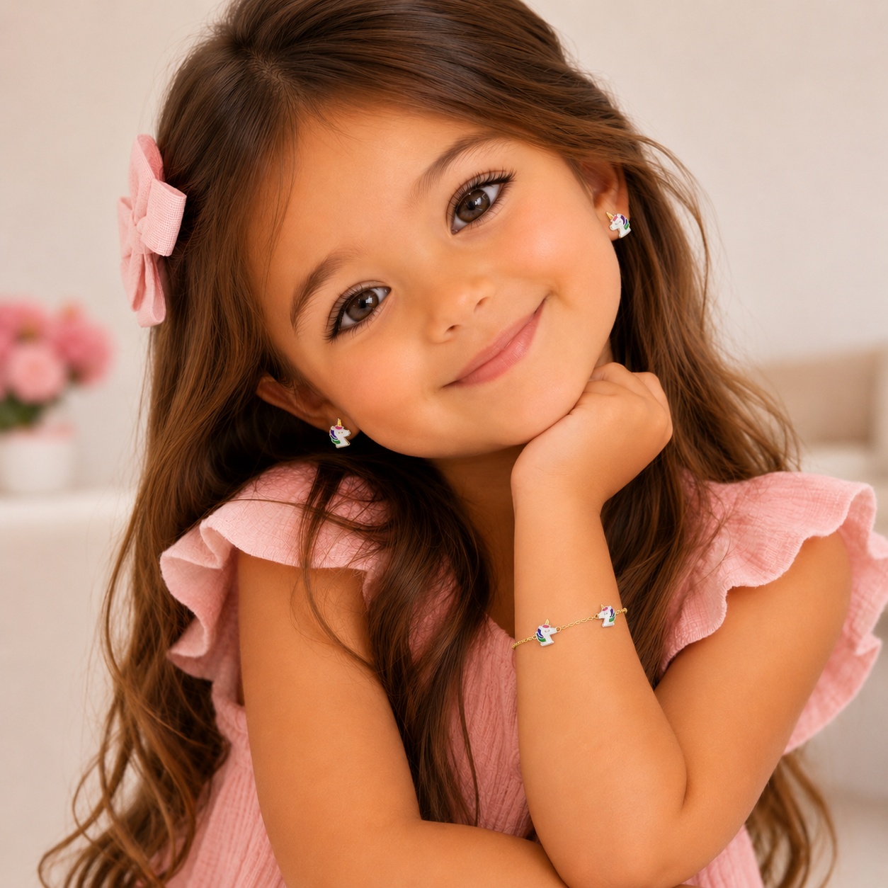 Pulseira infantil unicórnios Bruna Semijoias