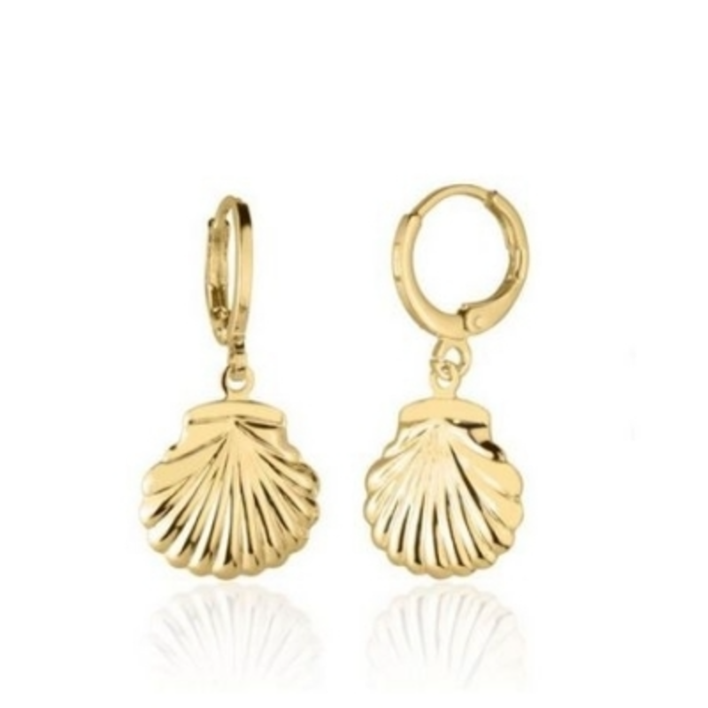 Brinco Argolinha Click Concha do Mar Banhado a Ouro 18k