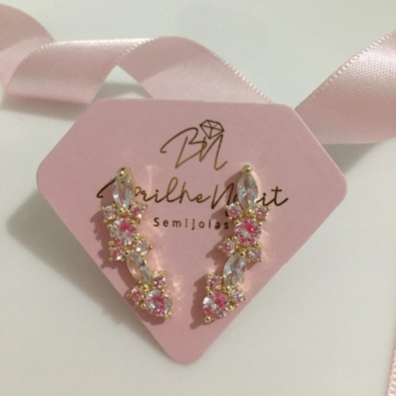 Brinco Ear Cuff em Cristais Banhado a Ouro 18k
