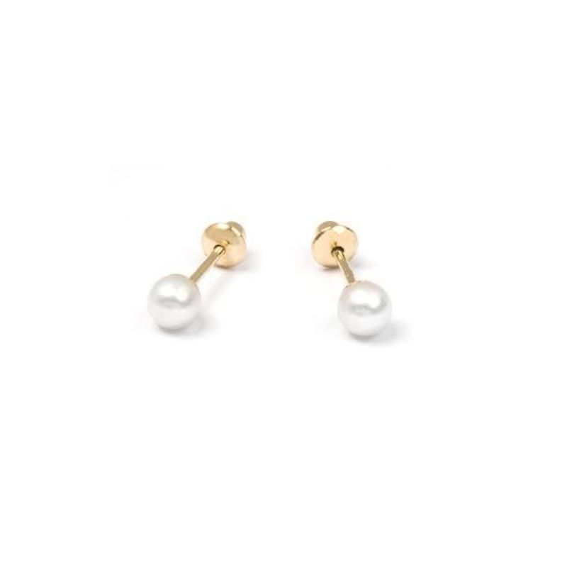 Brinco Pérola Baby com Tarracha Baby Banhado a Ouro 18k