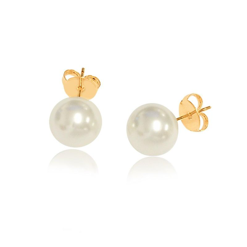 Brinco Pérola 12mm Banhado a Ouro 18k