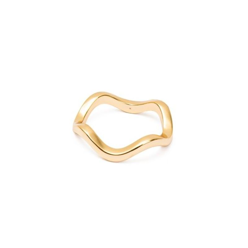 Anel Ondulado Liso Banhado a Ouro 18k