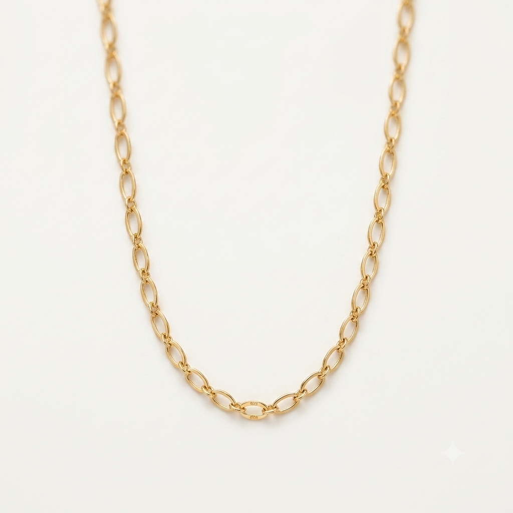 Colar Elos 40cm + 5cm Extensor Banhado a Ouro 18k