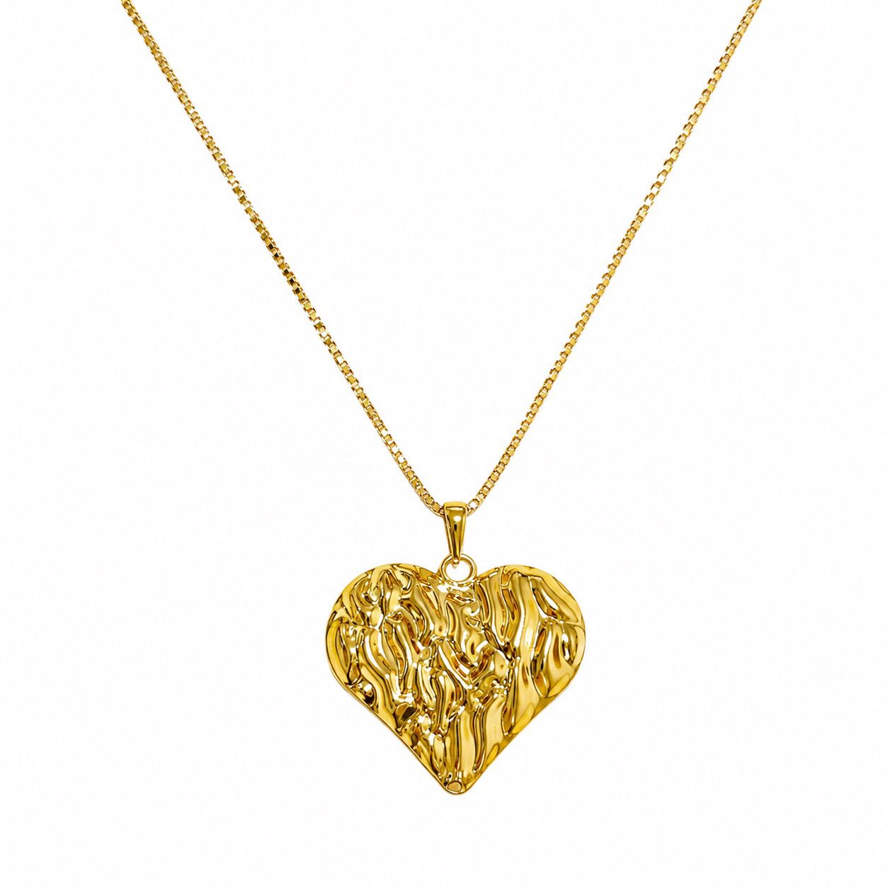 Colar Coração Orgânico 50cm Banhado a Ouro 18k