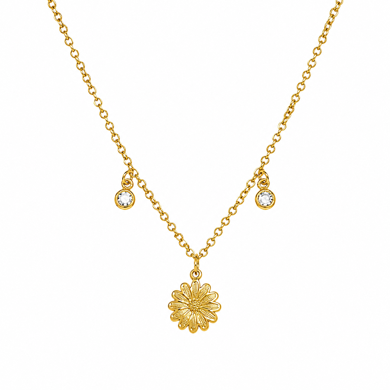 Choker Margarida com Duas Pedrinhas de Zircônia 35cm Banhado a Ouro 18k
