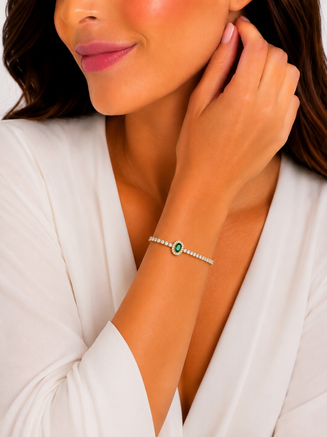 Pulseira Riviera Esmeralda Luxo Aço.