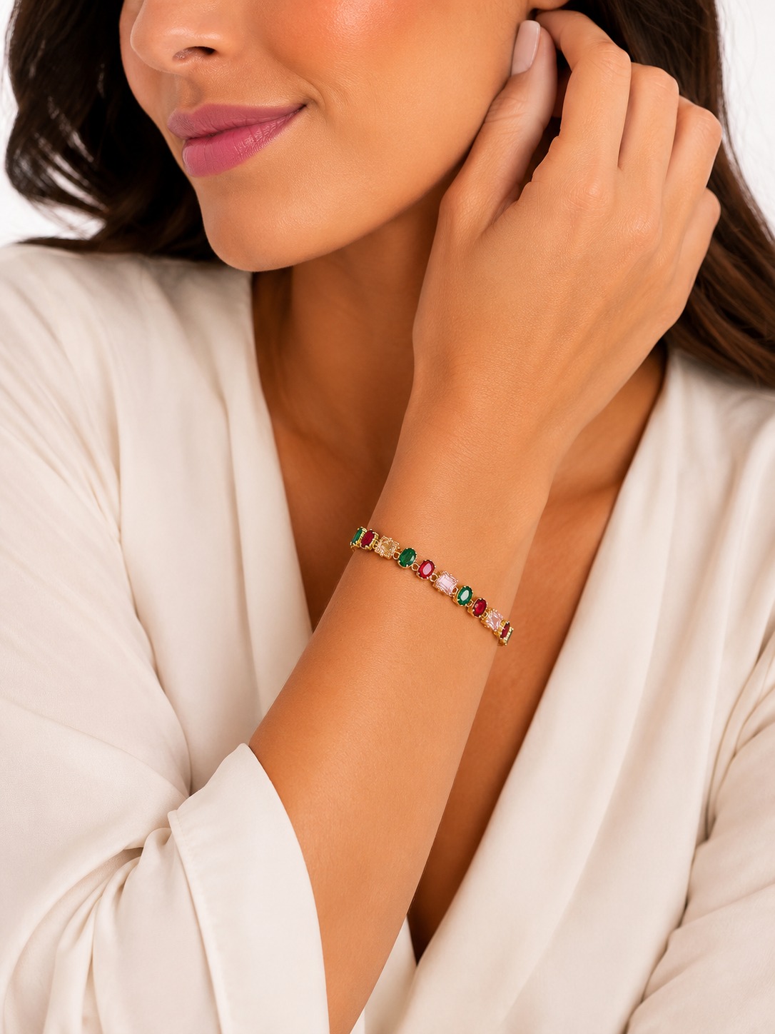 Pulseira Color Luxo Cravejada.