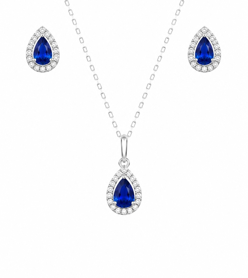 Conjunto Gota Cravejado Prata 925