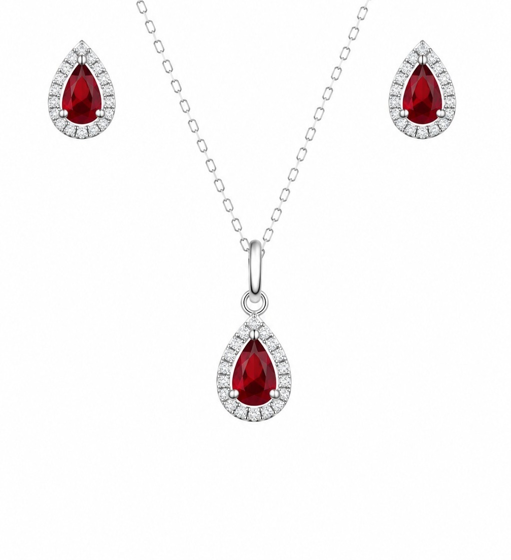 Conjunto Gota Cravejado Prata 925