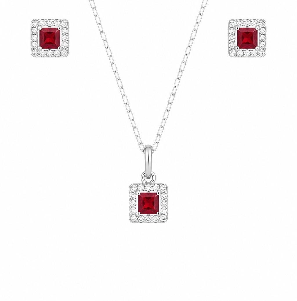 Conjunto Prata 925 Quadrado Color