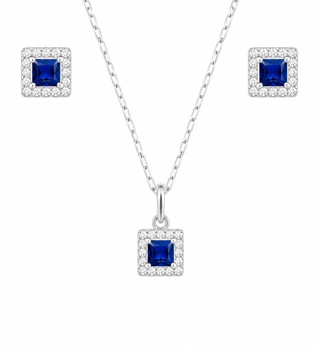 Conjunto Prata 925 Quadrado Color