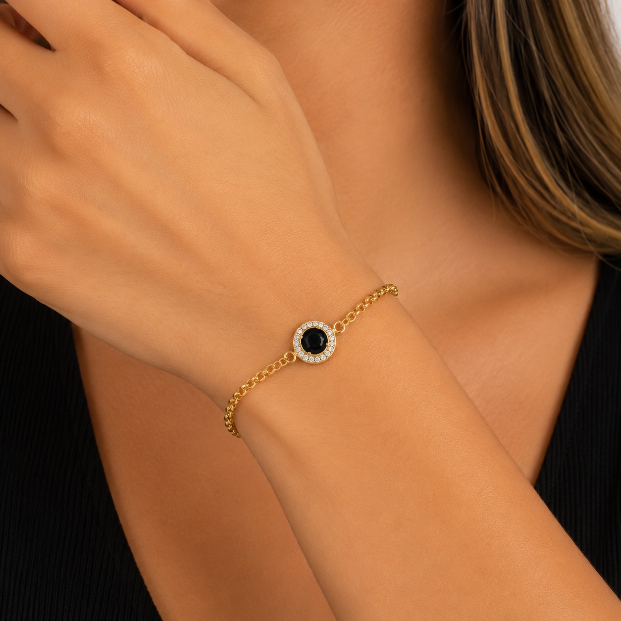 Pulseira Ponto de Luz Cravejada.