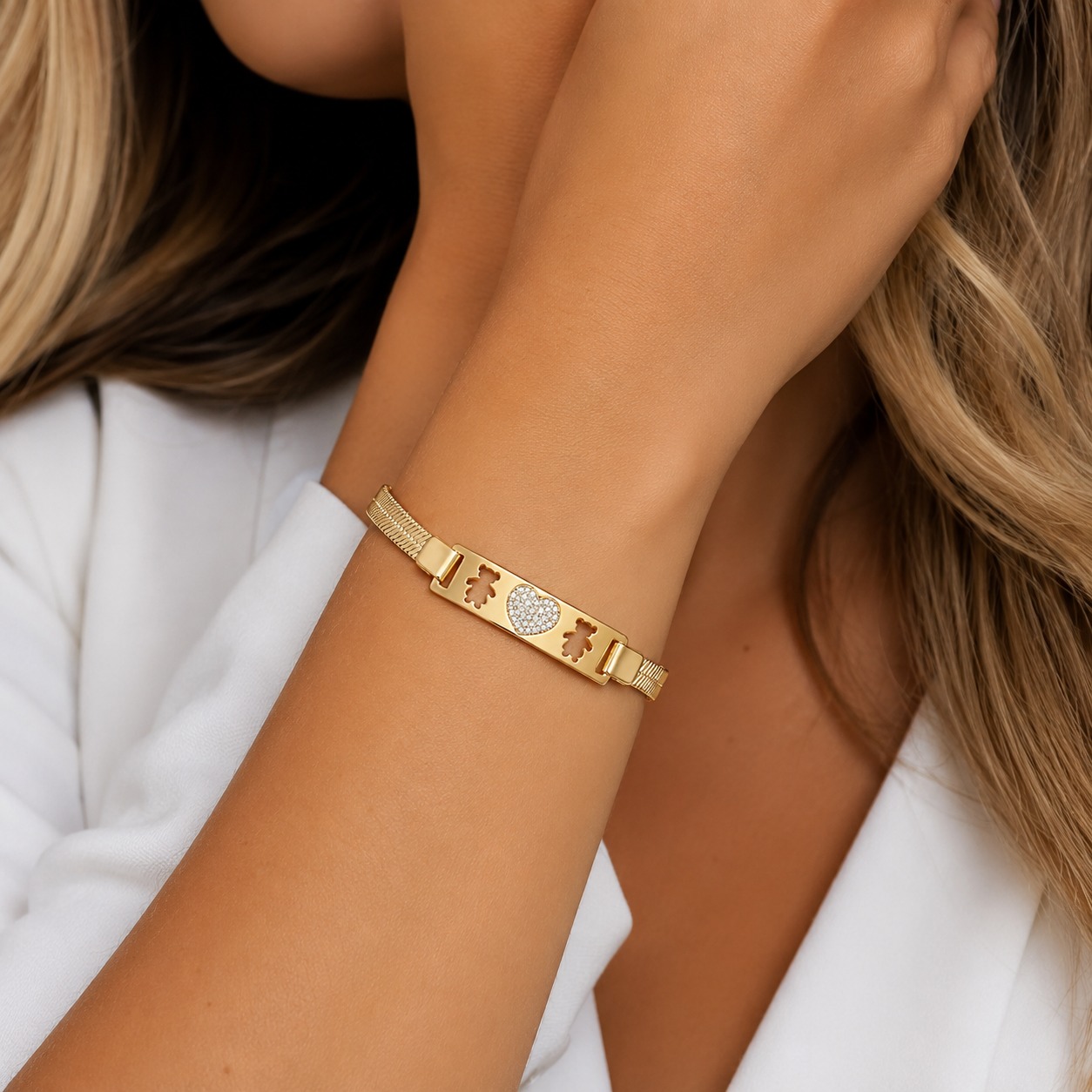 Pulseira Filhos com Coração Cravejado