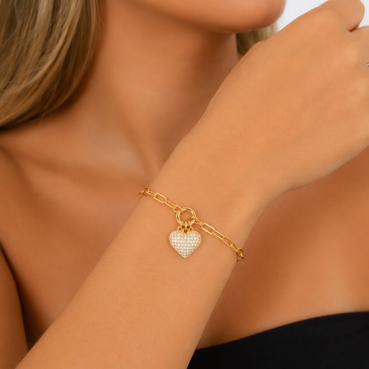 Pulseira Coração Cravejado