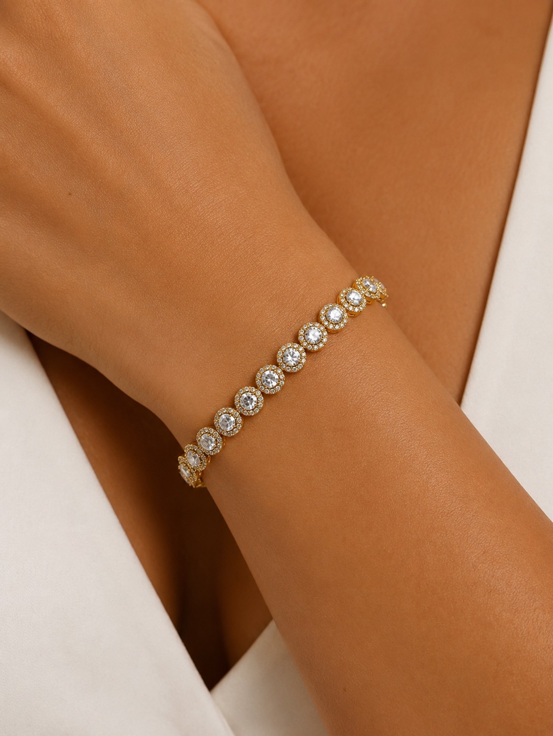 Pulseira Riviera Redonda Cravejada Luxo