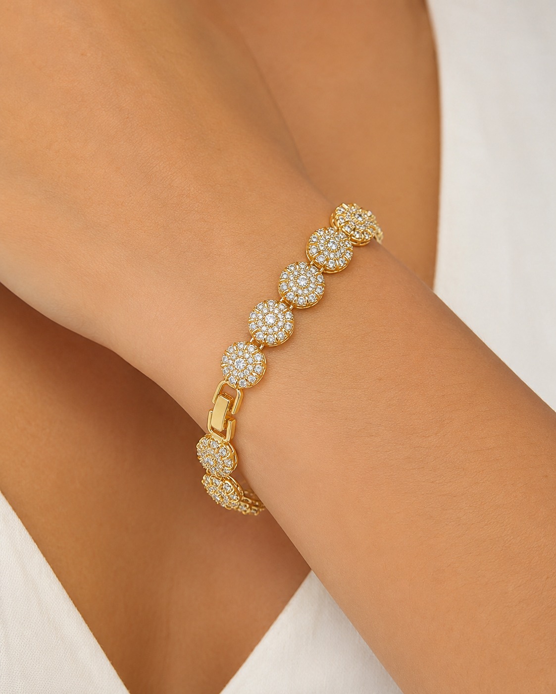 Pulseira Medalhões Cravejados Luxo