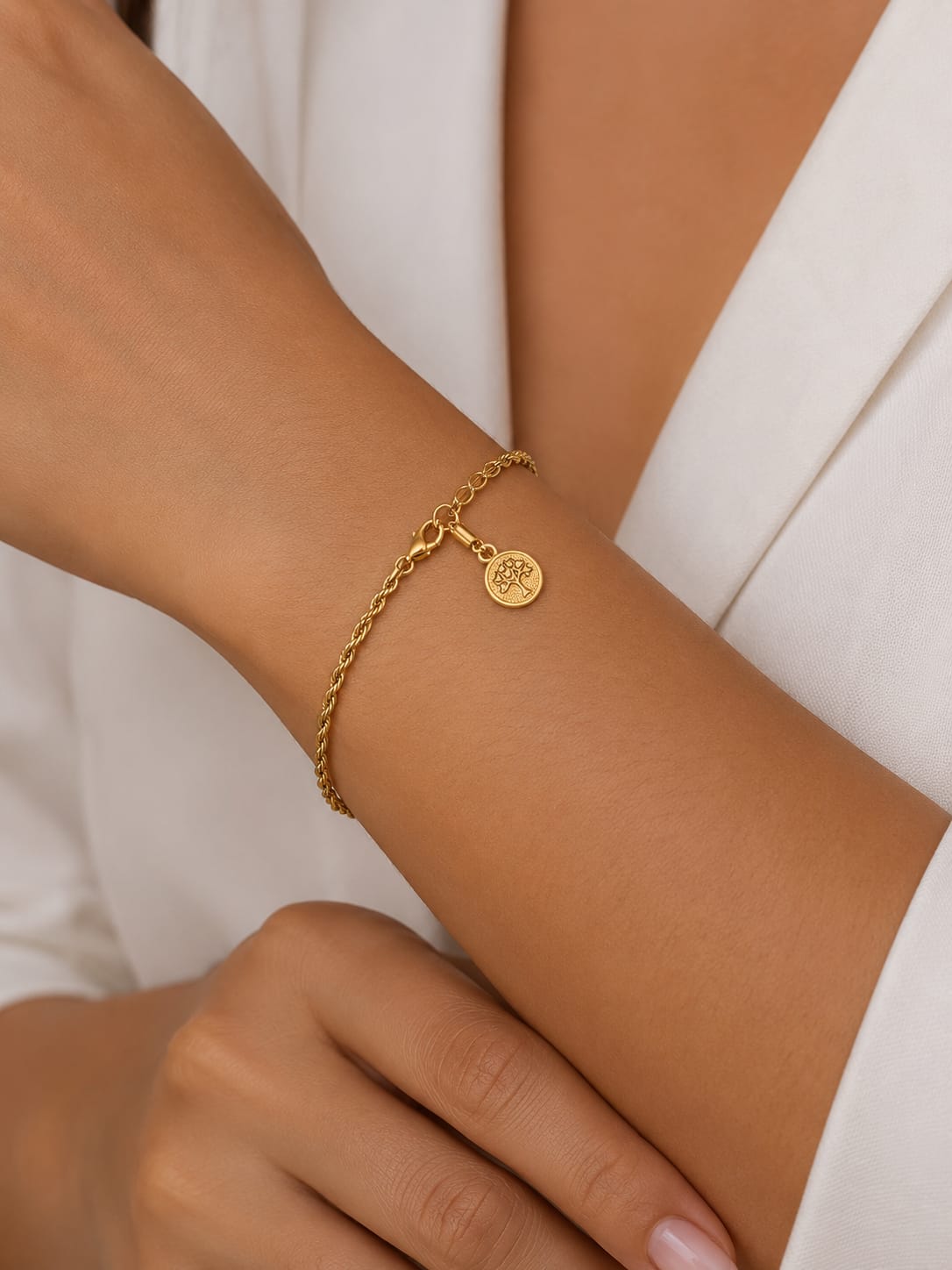 Pulseira Corda Baiana com Medalha Árvore da Vida