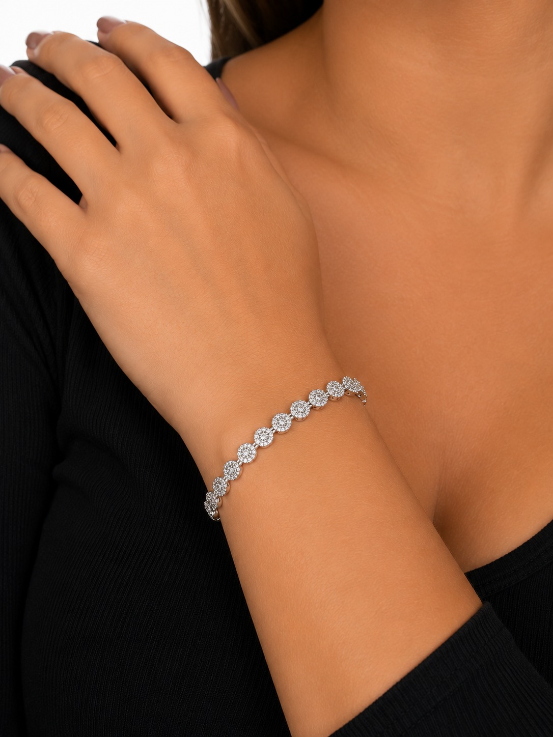 Pulseira Riviera Redonda Cravejada Ródio