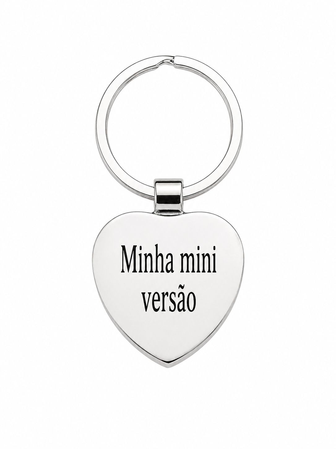 Chaveiro Personalizado Coração em Aço Prata.