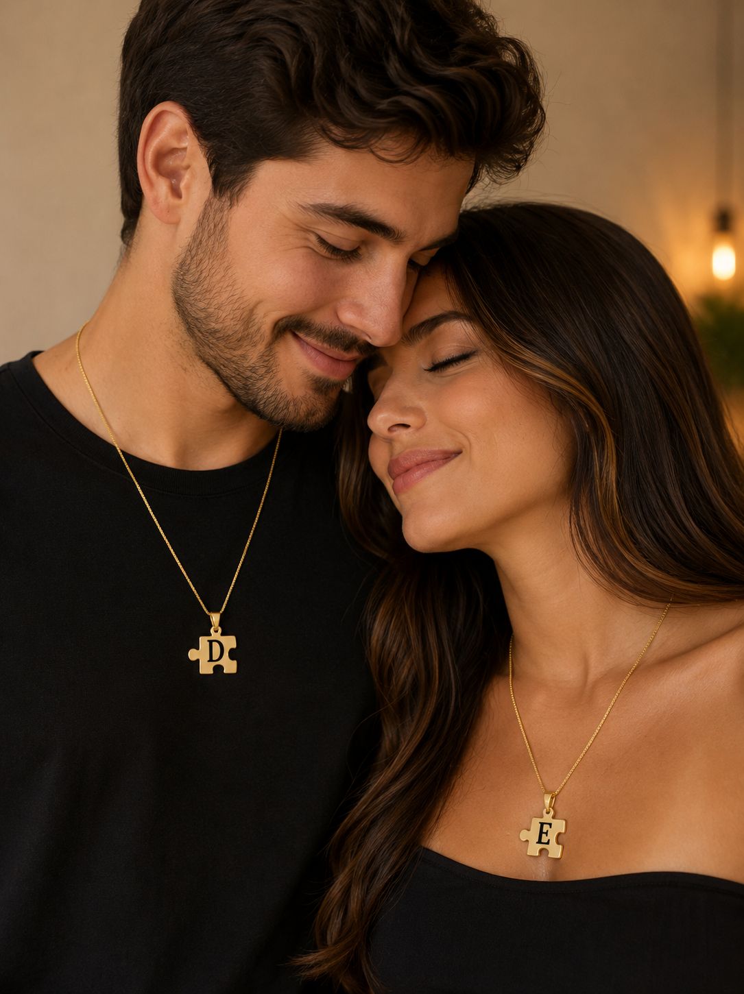 Colar Personalizado Duplo Quebra-Cabeça para Casal.