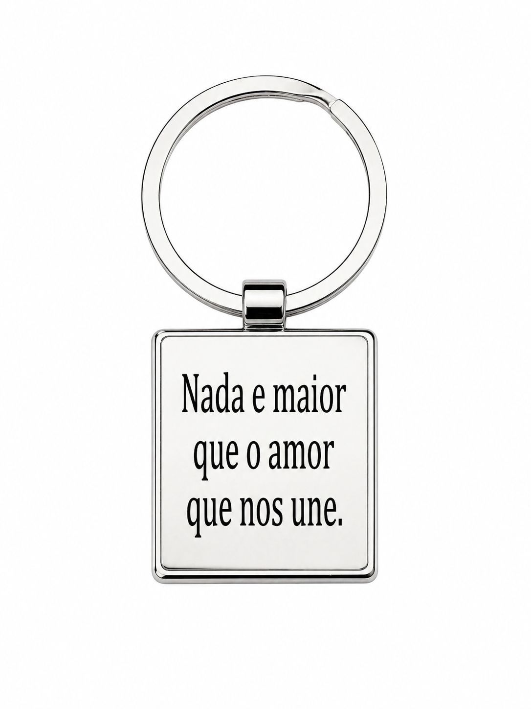 Chaveiro Personalizado Quadrado em Aço Prata.