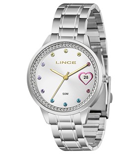 Relógio Feminino Lince Crystal Heart.