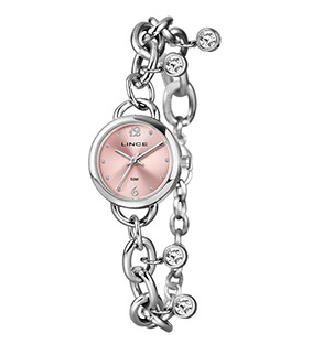 Relógio Feminino Lince Crystal Chain Gold Dourado e Prata.