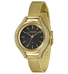 Relógio Feminino Lince Golden Crystal.