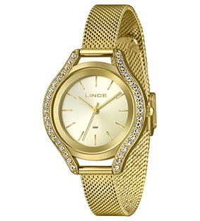 Relógio Feminino Lince Golden Crystal.