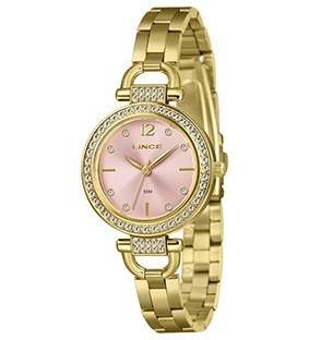Relógio Feminino Lince Golden Versailles Crystal Dourado
