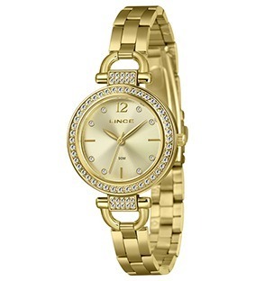 Relógio Feminino Lince Golden Versailles Crystal Dourado