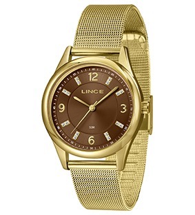 Relógio Feminino Lince Golden Firenze Crystal Dourado.