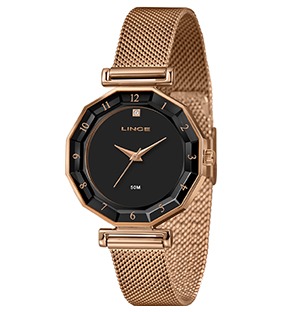 Relógio Feminino Lince Golden Noir Milano