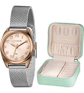 Kit Relógio Feminino Lince com Porta-Joias Exclusivo