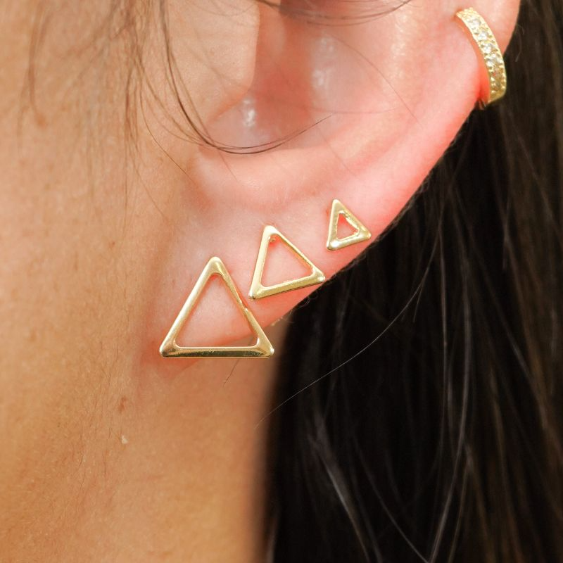 Brinco Trio Vazado Triangulo Ouro 18K